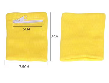 8x8cm Unisex Breathable Wallet Cotton Wristband or Ankle Sweatband For Sports With Zipper